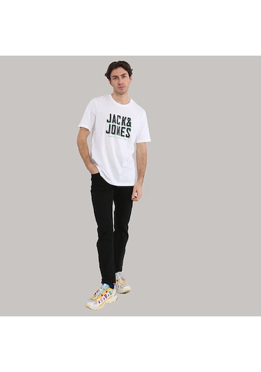 Jack & Jones Göğüs Logo Baskılı Tişört- Grow 12249613 Beyaz