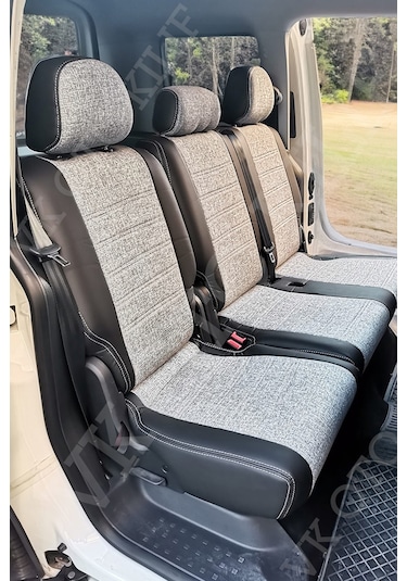 Vk Auto Volkswagen Caddy Araca Özel Koltuk Kılıfı Gri-siyah