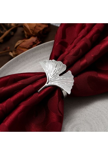 Shineyee Altın Ve Gümüş Metal Yaprak Desenli Dayanıklı Peçete Halkaları - 20'li Paket, Şık Sofra Aksesuarı Gümüş