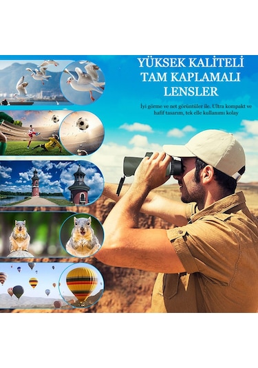 80x100 Hd Zoom Tek Göz Monoküler Teleskop Taşınabilir Dürbün Yeşil