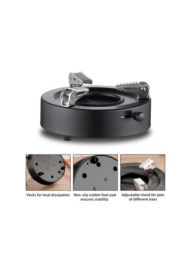 Geeksen Kampanyalı Taşınabilir Alkol Sobası - Ayarlanabilir Alev, Hafif Ve Rüzgara Dayanıklı, Barbekü & Kamp İçin 112 Karakter Siyah