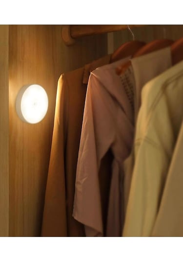 Usb Şarjlı Pır Hareket Sensörlü Gece Lambası Magnet Mıknatıslı 4000k-gün Işığı-2adet Beyaz