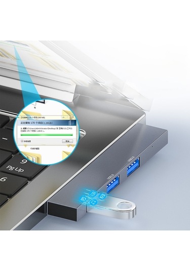 Sones 839 Usb-c/type-c Erkek - Çift Usb 2.0 + Usb 3.0 Dişi Adaptör Gümüş