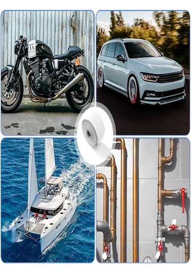 Egzoz Sargı Bandı 5cmx5mt Cam Elyaf Şerit Yanmaz Egzoz Bezi Yapışkansız (Boyanabilir)