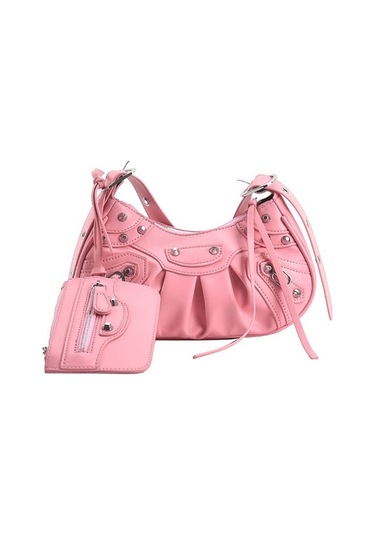 Leezsing Kadın Punk Tarzı Perçin Çantalar Çantalar, Kişilik Vintage Moda Hilal Püsküllü Çapraz Çanta Diğer