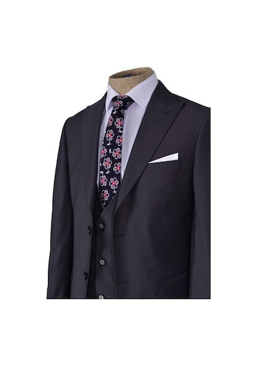 Düz Çift Düğme 6 Drop Yelekli Erkek Takım Elbise