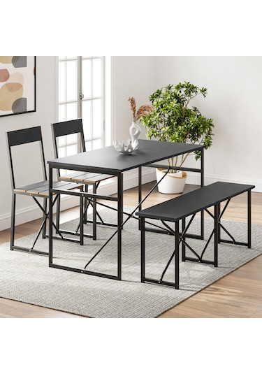 Mutfak Masası Bench Bank 120x60 Masa Set 2 Adet Sandalye Yemek Ma