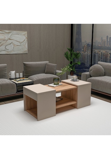 Arnetti 3lü Takım Zigonlu Sartos Orta Sehpa Atlantik Çam Bej