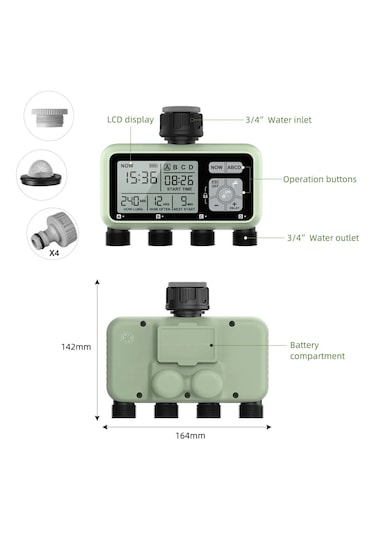 4 Çıkışlı Elektronik Su Zamanlayıcı