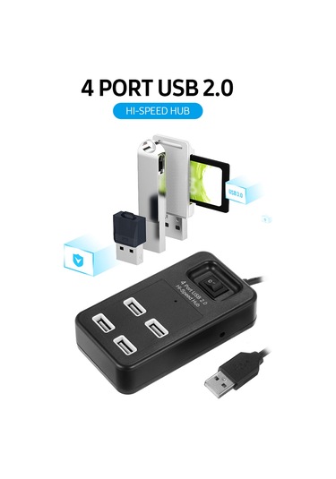 Mufunye 4 Port Usb 2.0 Hub: Hızlı Veri Transferi, Plug & Play, Hafif Ve Kompakt Dönüştürücü Beyaz