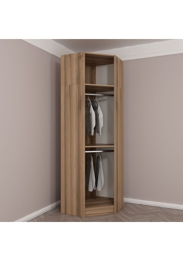 Kale 1 Kapaklı Köşe Dolap + Yüklük Dore Dore Plus 255cm Ceviz