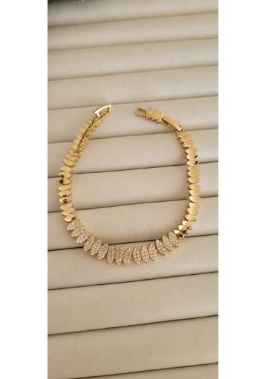 Vıp 14 K Taşlı Arpa Model Bileklik Altın
