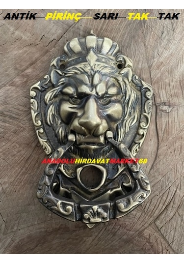 Aslan Figürlü Antik Pirinç Kapi Tak Tak Ahşap Kapi Tokmagi