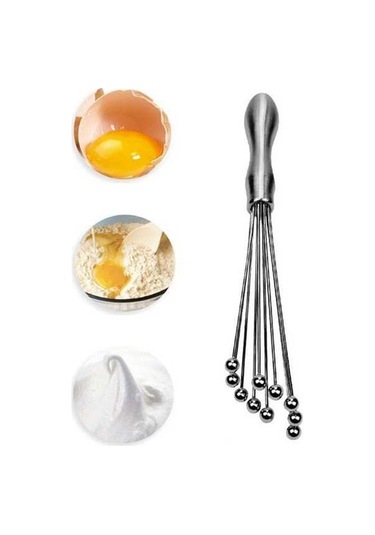 Primepickings Manuel Çırpma Teli, Paslanmaz Çelik, Cam Boncuk, 10 İnç, Yumurta Çırpma, Mutfak Aleti, El Tipi, Tip B Diğer