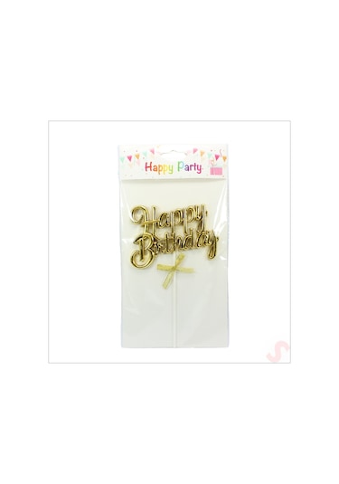 Happy Birthday Pasta Süsü, 23cm X 12,5cm - Altın