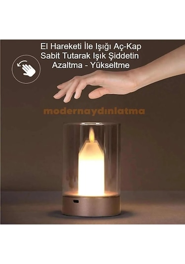 Cata Ct 8432 Tokyo Taşınabilir Mum Görünümlü Masa Lambası El Hareketini Algılayan Usb Şarjlı