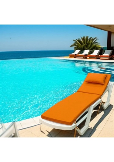 Katlanır Taşınabilir Fermuarlı Şezlong Minderi Plaj Kamp Çadır Yatağı Kamp Matı 175 X55 X 5 Turuncu Turuncu
