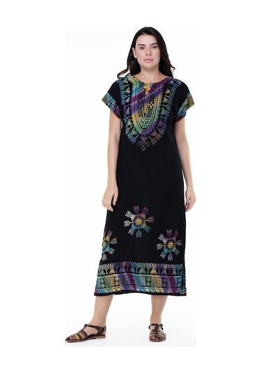 Kısa Kol Pamuk Hitit Uzun Elbise Saray Renkli Sry Rnkl-saray Renkli