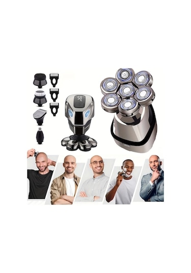 Xuweiwei Gri Chın 7d Usb Sarjli Erkek Tiras Makinesi Islak Kuru Kullanim 5li Bakim Seti Sakal Duzenleyici