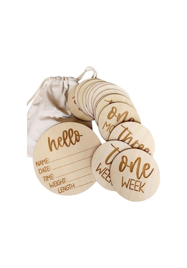 Maiyame 16 Parça Ahşap Bebek Aylık Milestone Kart Seti - Yenidoğan Fotoğraf Jekleri, Hatıra Ve Hediye İçin Depolama Çantası Hariç