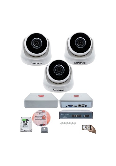 3 Kameralı Ip Dome Güvenlik Kamerası Seti Kdj-3s-1d-ıp-v0
