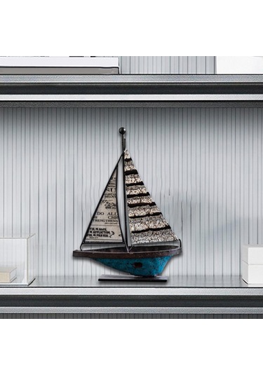 Suntek Yelkenli Tekne Dekor El Sanatları Metal Gemi 11,5x4x16cm