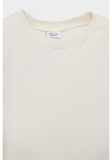 Defacto Kız Bebek Bisiklet Yaka Uzun Kollu Tişört E8355a525auer105 Ekru