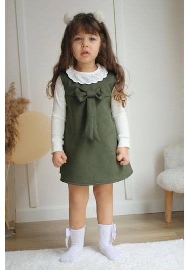 Kız Çocuk Süet Elbise Bluz Tarz Takım 001