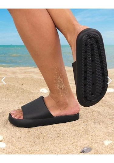 Plaj Havuz Günlük Ev Banyo Kaymaz Taban Terlik Siyah