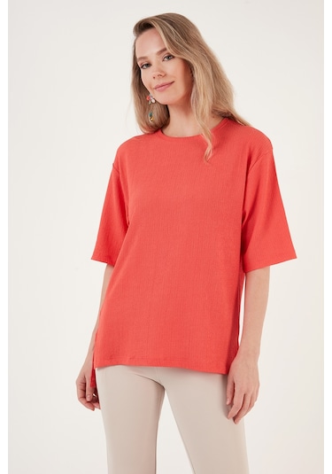 Lela Bisiklet Yaka Yırtmaç Detaylı Bürümcük Kumaş Bayan Bluz 5865365 Nar Çiçeği Lela Bisiklet Yaka Yırtmaç Detaylı Bürümcük Kumaş Bayan Bluz 5865365 Nar Çiçeği