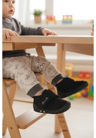 Ayakmod Siyah Süet Cırtlı Bebek Panduf Ba&ba 058989 B Siyah