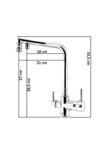 Opak 030004 3 Yollu Kuğu Le Borulu Köşeli Evye Bataryası Krom