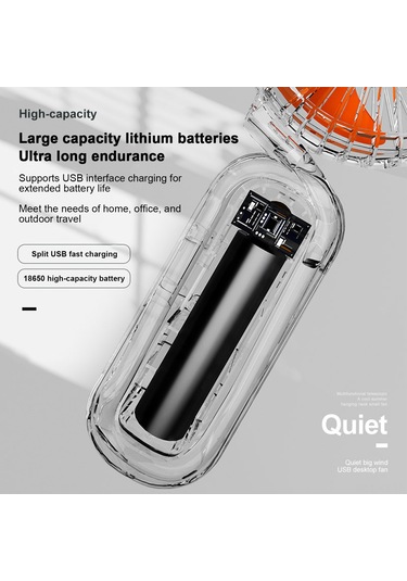 Kangvka F-158 Mavi Mini Kollük Fan - 35cm Askı Kablosu, Tek Tuş Kontrol, 3 Hız Seviyesi, 1200mah Li-pil, Elden Bağımsız Soğutma