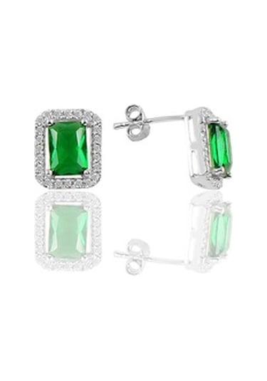 Gümüş Rodyumlu Kök Zümrüt Baget Taşlı Üçlü Set