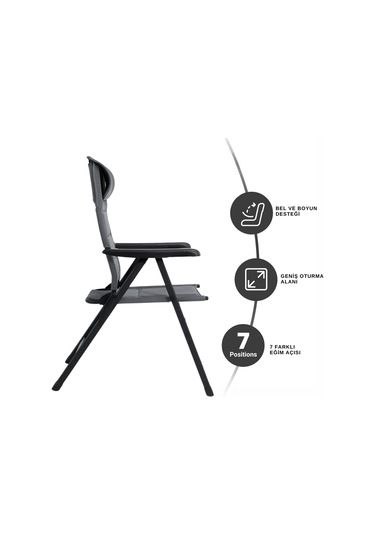 Outwell Kenai Premium 7 Kademeli Ultra Konforlu Doğa Sandalyesi Gri