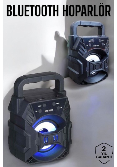 Bukrem Store Kts-1057 Bluetooth Taşınabilir Hoparlör 3 Led Işıklı, Fm Radyolu, Şarjlı Ses Bombası