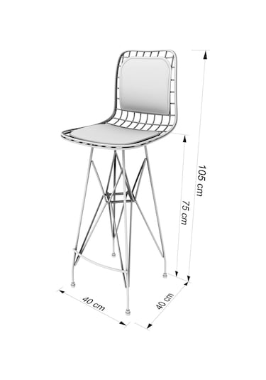 Knsz kafes tel bar sandalyesi 1 li zengin syhbonar sırt minderli 75 cm oturma yüksekliği ofis cafe bahçe mutfak