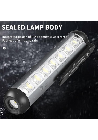 Novahub Mini Xpe + Cob El Feneri, Profesyonel Torch, Mıknatıslı, Usb Şarjlı, Ipx4 Su Geçirmez, Acil Durum Feneri, Gri Gri