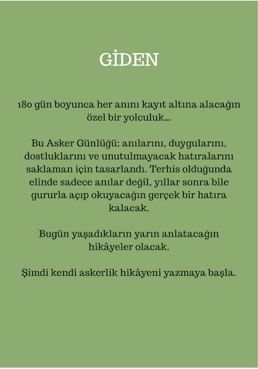 Asker Günlüğü, Anı Defteri, Hatıra Defteri, Özel Hediye Çok Renkli