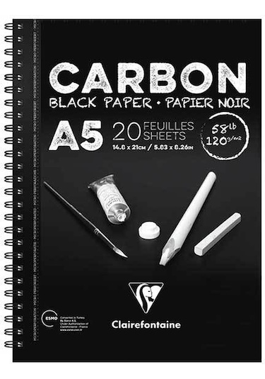 Clairefontaine Carbon Siyah Çizim Defteri A5 120 G 20yp Yandan Sp