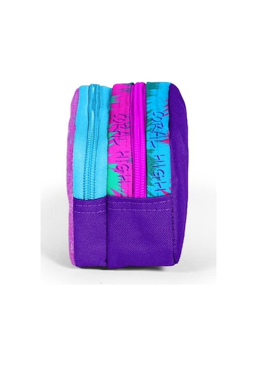 Coral High Kids Mor Pembe Kedi Desenli İki Bölmeli Kalem Çantası 12050