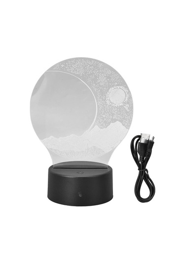 Goldenqian 3d Işık, Ay Akrilik 7 Renk Değiştirme Usb Powered Çevre Dostu Led Gece Lambası Için Doğum Günü Hediyesi Yatak Odası Için O37qno Siyah