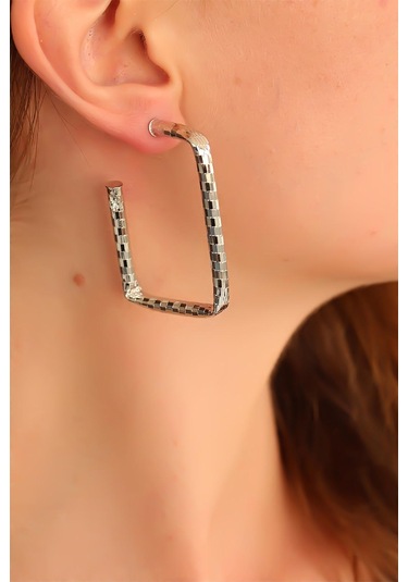 Bayan Kare Küpe Çok Renkli