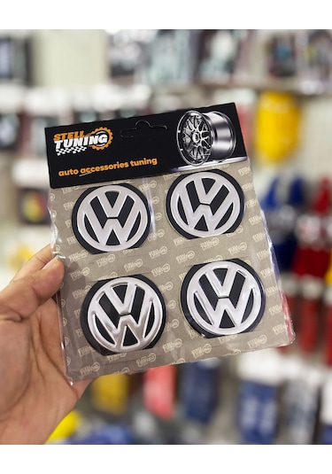 Universal Araç Uyumlu, Ww Jant Göbeği Arması, Sticker 4'lü Set 60mm Gümüş