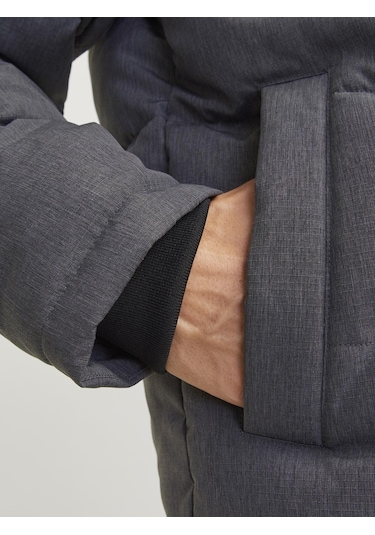 Jjbuıld Puffer Jacke - 12256858 Dark Grey Melange Koyu Gri Melanj