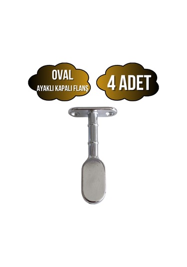 Oval Ayaklı Kapalı Askı Borusu Flanşı Mobilya Oval Boru Flanşı İç Ölçüleri En:15mm Boy:25mm 4 Adet Krom
