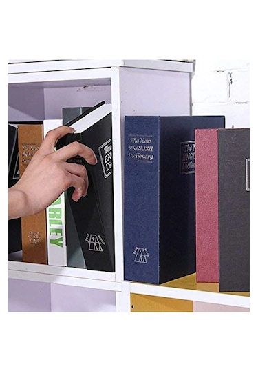 Kitap Görünümlü Altın Saklama Anahtarlı Çelik Mini Kasa Müchevher