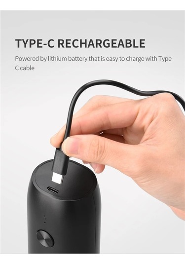 Jialan Taşınabilir Şarj Edilebilir Elektrikli Tuz Biber Değirmeni Siyah