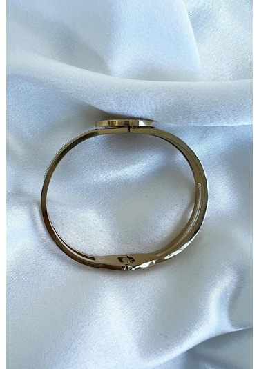 Allmisse Altın Kaplama 316l Kalite Zirkon Taş Detaylı Ata Çelik Kelepçe Bileklik - Altın