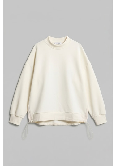 Itsbasic Kadın Ekru W5 Oversize Pamuk Tasarım Sweatshirt